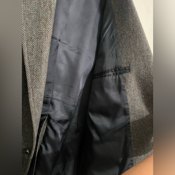 Pendleton Mens 44 Speckled Gray Tweed Wool Suede Elbow Patch single breasted - Picture 12 of 16